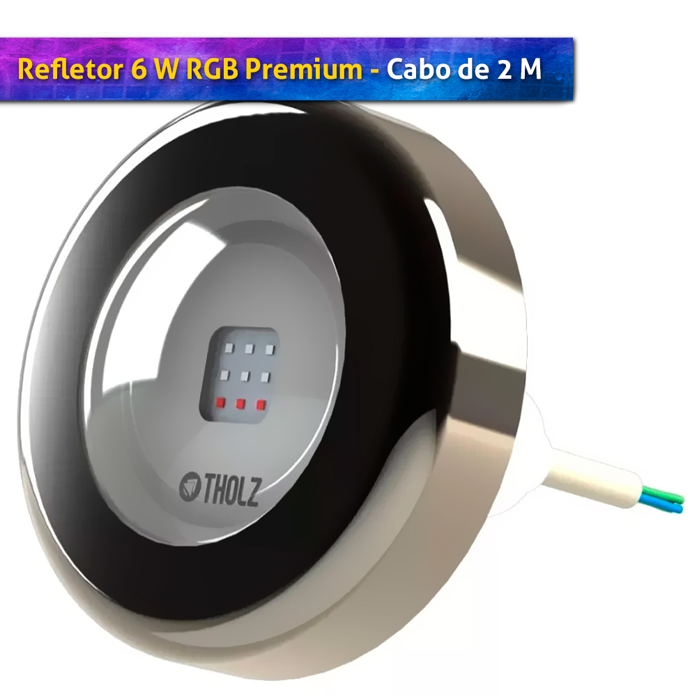 Refletor LED 6W RGB INOX 316 com cabo de 2m 12Vcc - THOLZ - Imagem 2