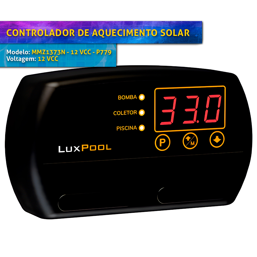 Controlador Aquecimento Solar MMZ1373N-12Vcc BIVOLT LUXPOOL