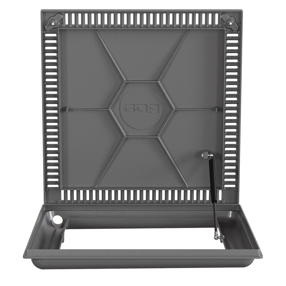 TAMPAO 80 X 80 CM ART REB. C. GRELHA P/ CASA DE MAQUINA CINZA MARTELADO