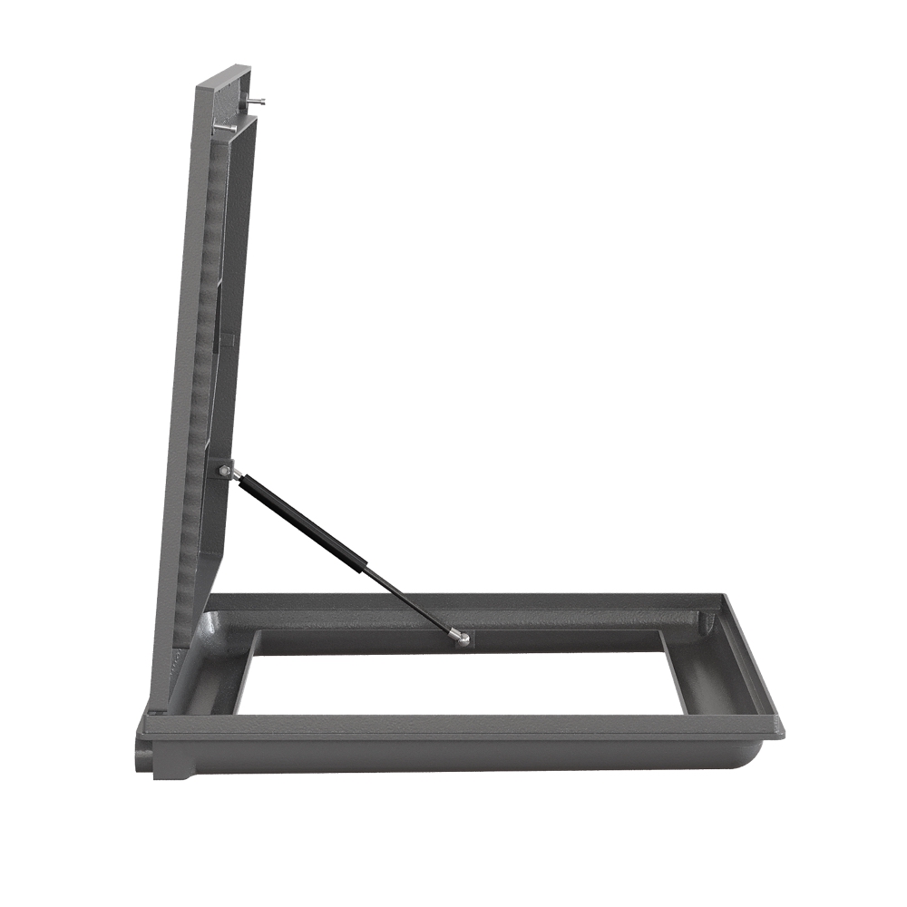 TAMPAO 80 X 80 CM ART REB. C. GRELHA P/ CASA DE MAQUINA CINZA MARTELADO - Imagem 3