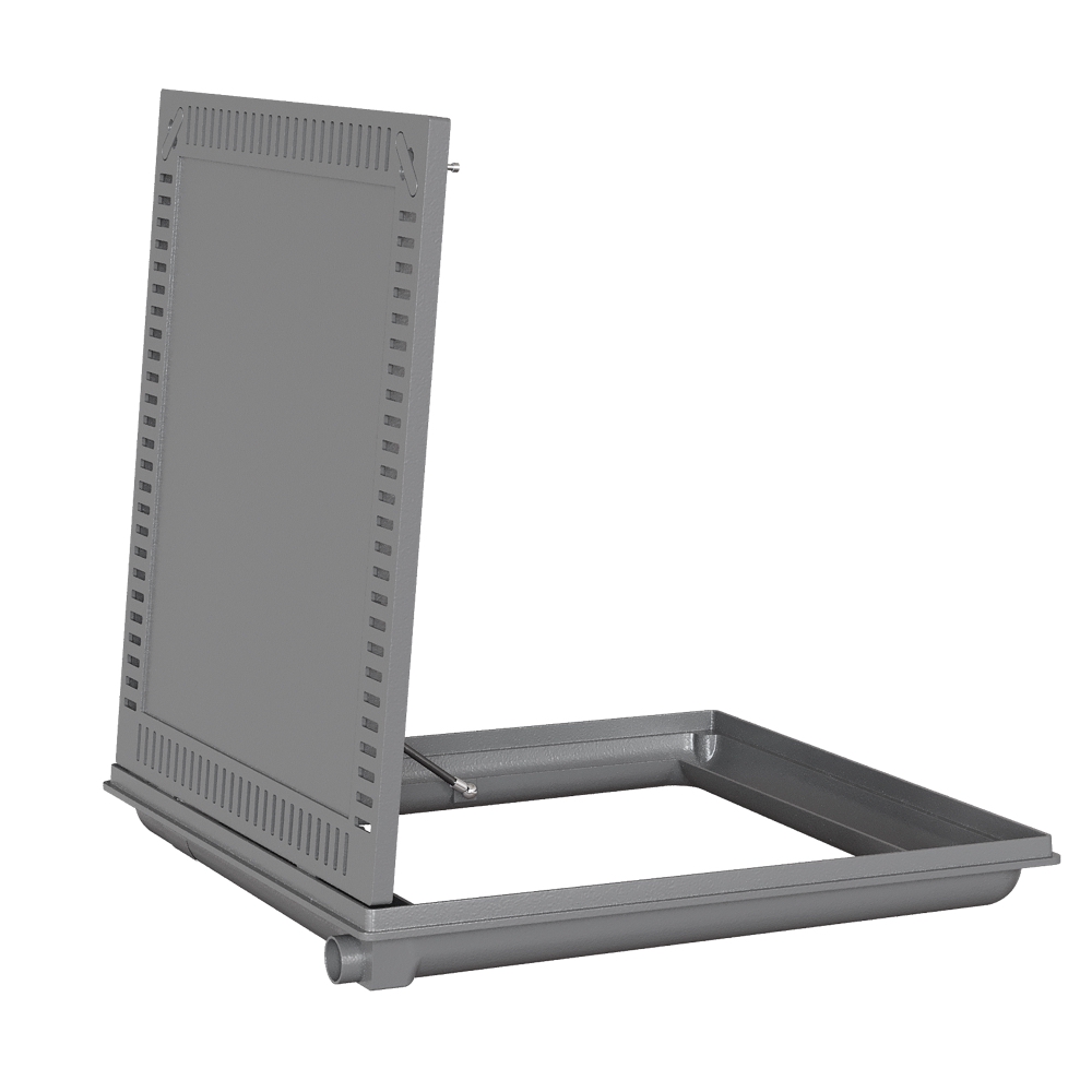 TAMPAO 80 X 80 CM ART REB. C. GRELHA P/ CASA DE MAQUINA CINZA MARTELADO - Imagem 4